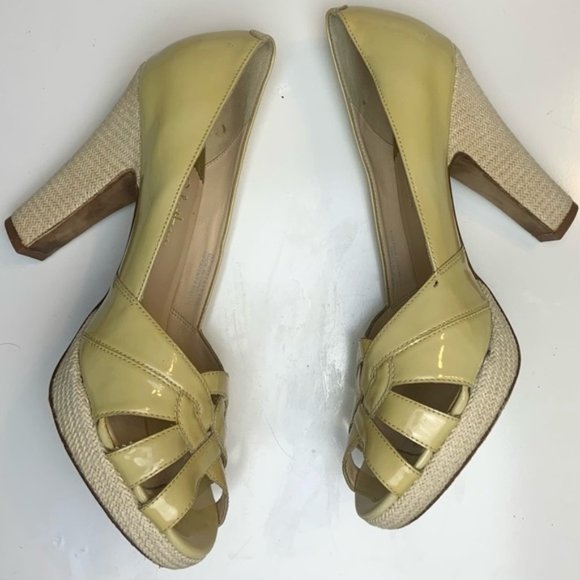 Cole Haan Nike Air Yellow Patent Leather Chunk Heels - Picture 3 of 14